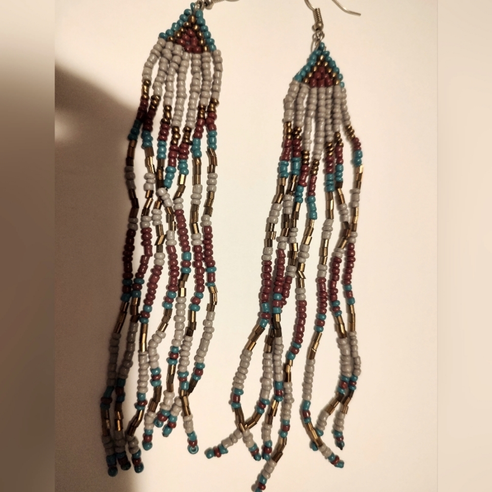 Native beaded Extra Long earrings